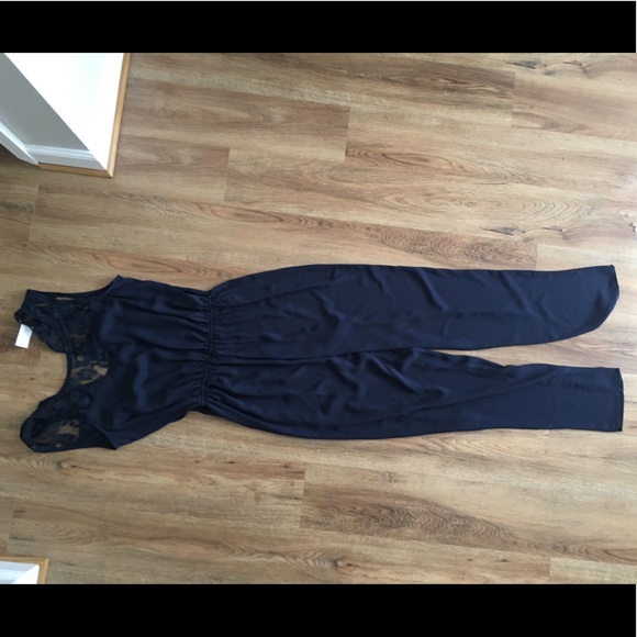 Navy and lace jumpsuit - Picture 2 of 3